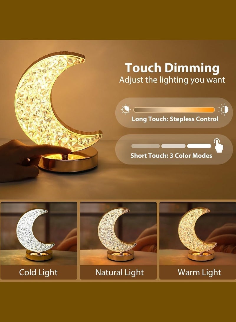 مووبزا مصباح كريستال بلمسة واحدة مع سطوع قابل للتعديل، 3 ألوان، بطارية تدوم 12 ساعة, زينة رمضان و عيد, إضاءة ديكور للمائدة، غرفة النوم، المطاعم والمناسبات الخاصة - Image 2